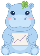 Moodrate's hippo holding a rising chart